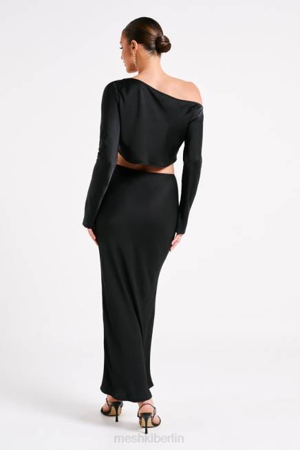 Kleidung Meshki Maxirock aus Violeta-Satin Schwarz 2F8B1233