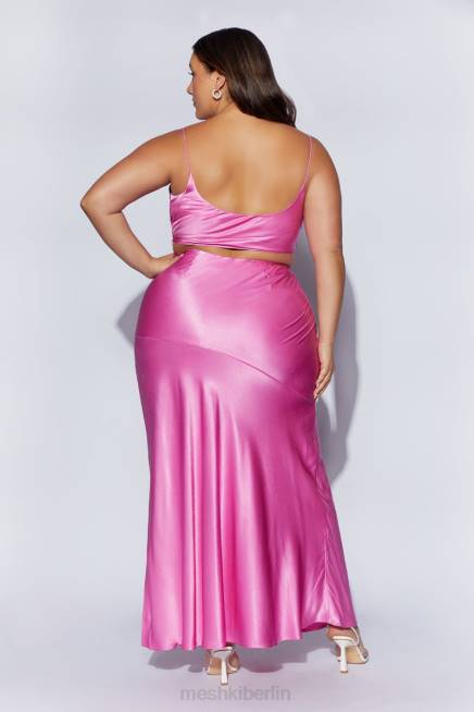 Kleidung Meshki Mohnblumen-Satin-Maxirock Rosa 2F8B1523