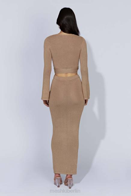 Kleidung Meshki Petra-Strick-Maxirock mit Schlitz Taupe 2F8B1366