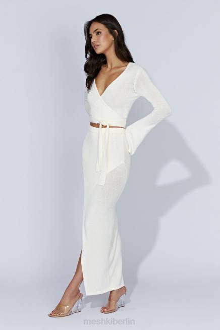 Kleidung Meshki Petra-Strick-Maxirock mit Schlitz cremefarben 2F8B1535