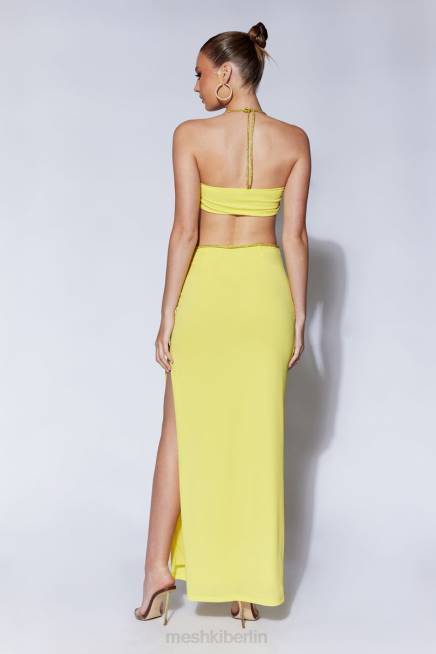 Kleidung Meshki Sweeney-Maxirock mit Diamantbesatz und Schlitz Chartreuse 2F8B1437