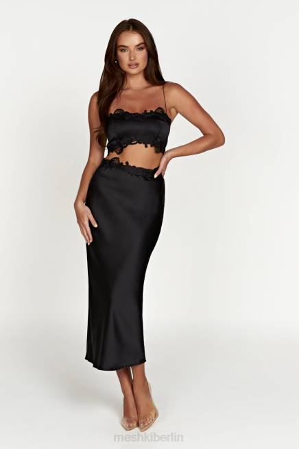 Kleidung Meshki Anika Midirock mit Spitze Schwarz 2F8B1397