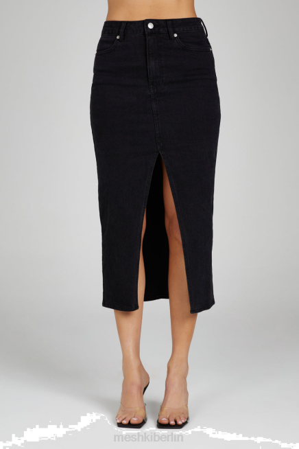 Kleidung Meshki Midirock aus Akazien-Denim schwarz gewaschen 2F8B1299