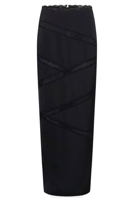 Kleidung Meshki Midirock aus gespleißter Spitze von Monet Schwarz 2F8B1552