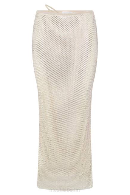 Kleidung Meshki Rayne-Mesh-Strass-Midirock Creme 2F8B1378