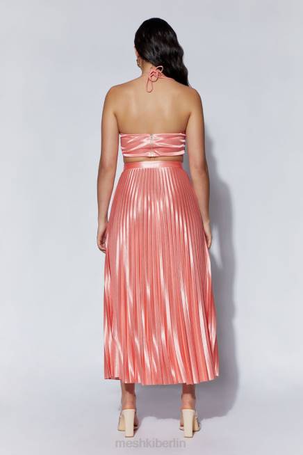 Kleidung Meshki Shirin plissierter Midirock aus Satin Rosenwasser 2F8B1507