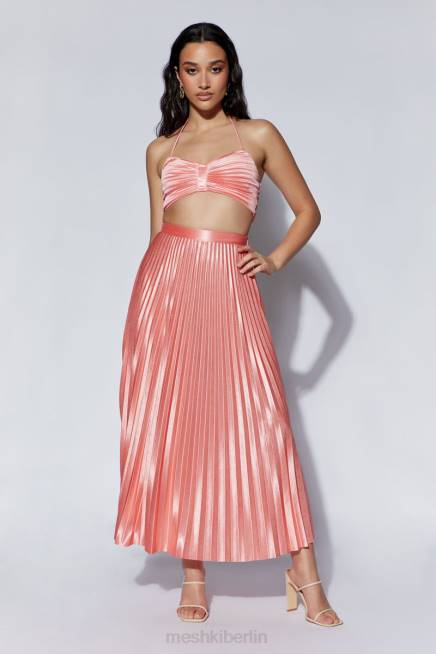 Kleidung Meshki Shirin plissierter Midirock aus Satin Rosenwasser 2F8B1507