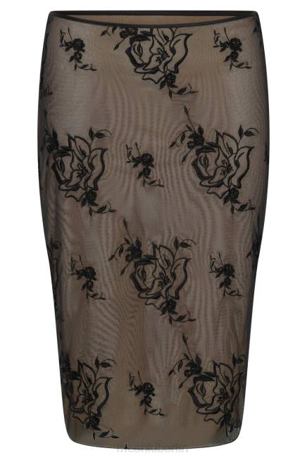 Kleidung Meshki Xena bestickter Mesh-Midirock Schwarz 2F8B1368