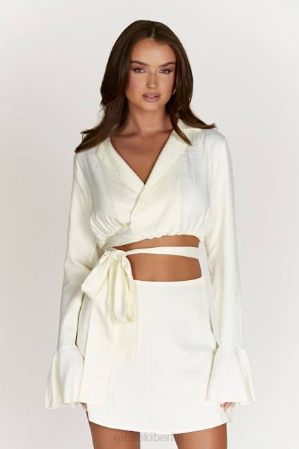 Kleidung Meshki Annalise Satin-Minirock in A-Linie Knochen 2F8B1545