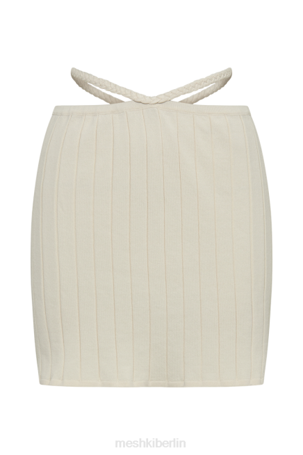 Kleidung Meshki Celine A-Linie extrem gerippter Minirock Elfenbein 2F8B1330