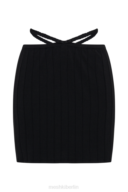 Kleidung Meshki Celine A-Linie extrem gerippter Minirock Schwarz 2F8B1334