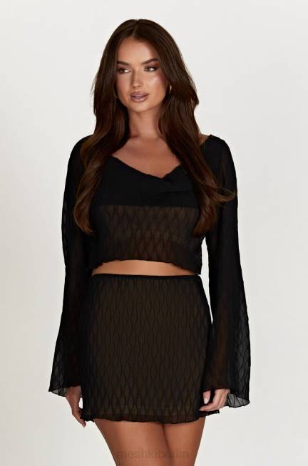 Kleidung Meshki Efeu-Minirock mit mittlerer Leibhöhe Schwarz 2F8B1531