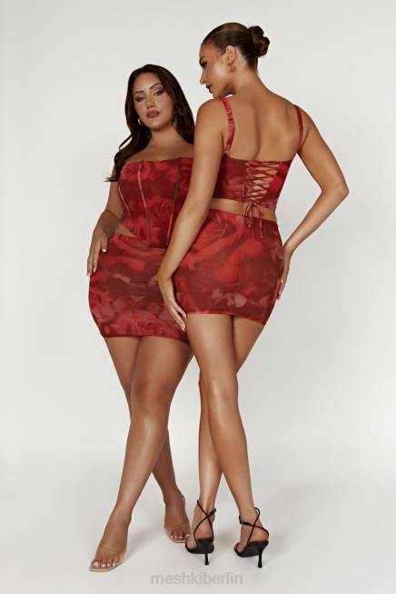 Kleidung Meshki Erina Mesh-Minirock übergroßer Rosendruck 2F8B1347