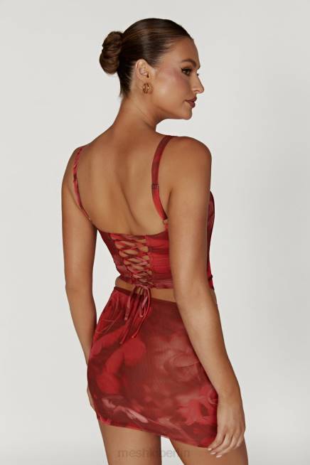 Kleidung Meshki Erina Mesh-Minirock übergroßer Rosendruck 2F8B1347