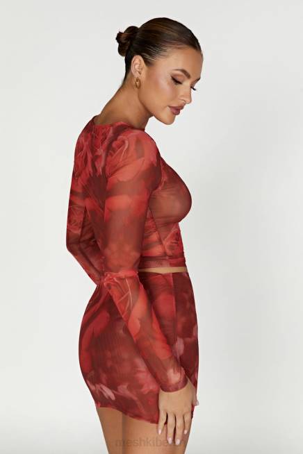 Kleidung Meshki Erina Mesh-Minirock übergroßer Rosendruck 2F8B1347