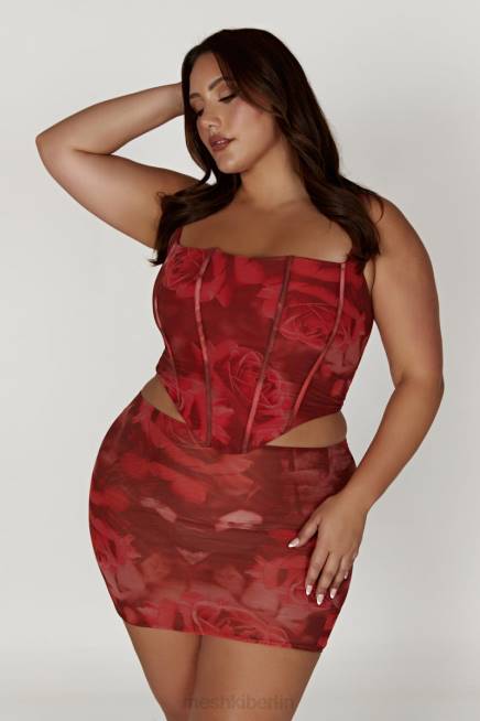 Kleidung Meshki Erina Mesh-Minirock übergroßer Rosendruck 2F8B1347