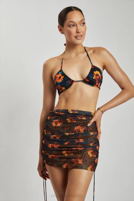 Kleidung Meshki Geraffter Seitenrock aus Lindsey-Mesh abstrakte Blumen 2F8B1420