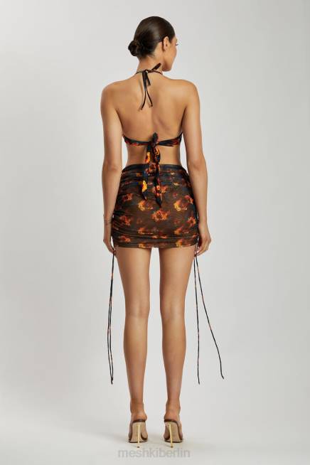 Kleidung Meshki Geraffter Seitenrock aus Lindsey-Mesh abstrakte Blumen 2F8B1420