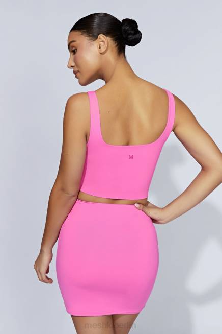 Kleidung Meshki Kara Minirock mit geraffter Vorderseite Kaugummirosa 2F8B1457