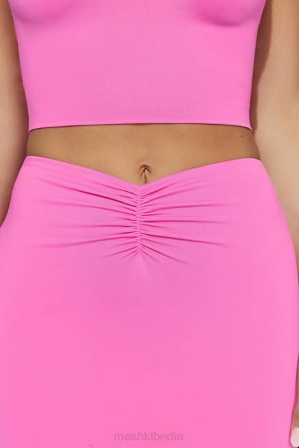 Kleidung Meshki Kara Minirock mit geraffter Vorderseite Kaugummirosa 2F8B1457