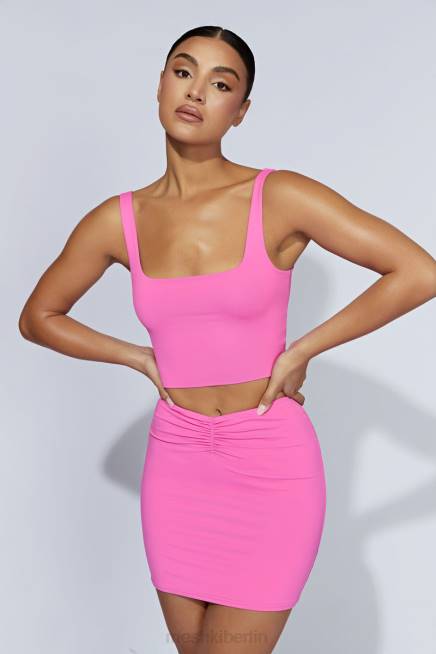 Kleidung Meshki Kara Minirock mit geraffter Vorderseite Kaugummirosa 2F8B1457