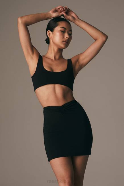 Kleidung Meshki Kara Minirock mit geraffter Vorderseite Schwarz 2F8B1560