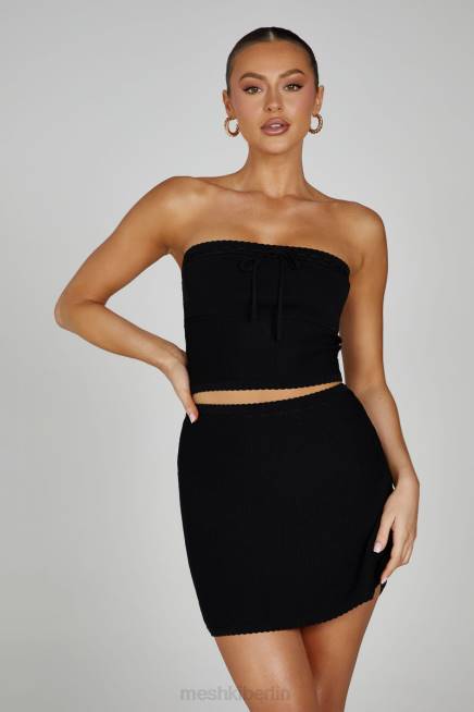 Kleidung Meshki Kyra Waffel-Minirock Schwarz 2F8B1285