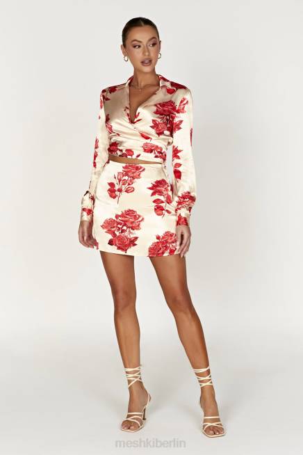 Kleidung Meshki Minirock „Amia“ aus Satin Rosendruck 2F8B1370
