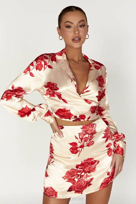 Kleidung Meshki Minirock „Amia“ aus Satin Rosendruck 2F8B1370