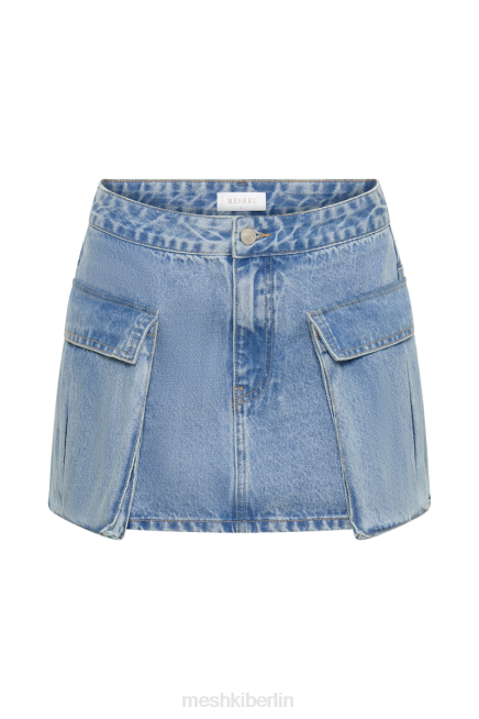 Kleidung Meshki Minirock aus Denim mit Tasche „Lylah“. Mittelblau 2F8B1269