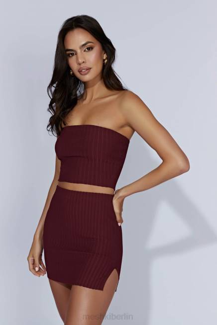 Kleidung Meshki Minirock aus Shiloh-Strick mit niedrigem Bund Kirschschokolade 2F8B1468