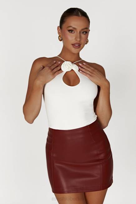 Kleidung Meshki Minirock aus rehbraunem Kunstleder Kirschschokolade 2F8B1399