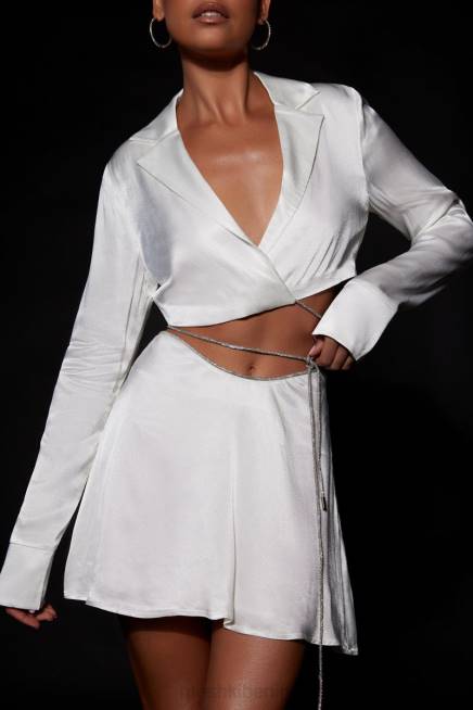 Kleidung Meshki Talulah Mini-Flötenrock mit Diamantbesatz Weiß 2F8B1548