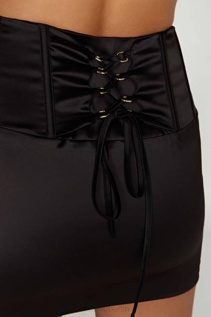 Kleidung Meshki scharlachroter Korsett-Minirock Schwarz 2F8B1516