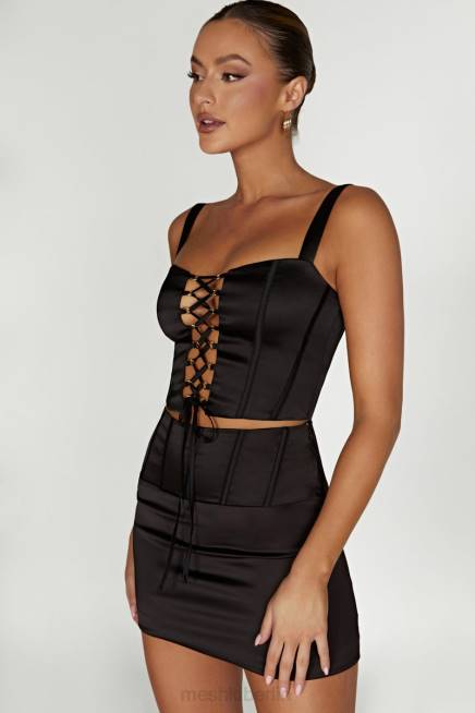 Kleidung Meshki scharlachroter Korsett-Minirock Schwarz 2F8B1516