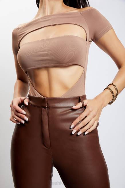 Kleidung Meshki Body mit Breanna-Ausschnitt Hellbraun 2F8B1220