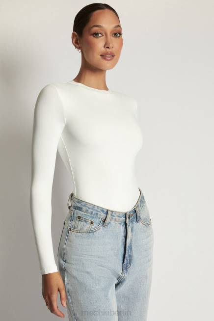 Kleidung Meshki Delilah Langarm-Body mit Rundhalsausschnitt Weiß 2F8B968