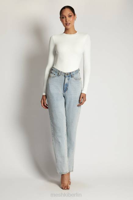 Kleidung Meshki Delilah Langarm-Body mit Rundhalsausschnitt Weiß 2F8B968