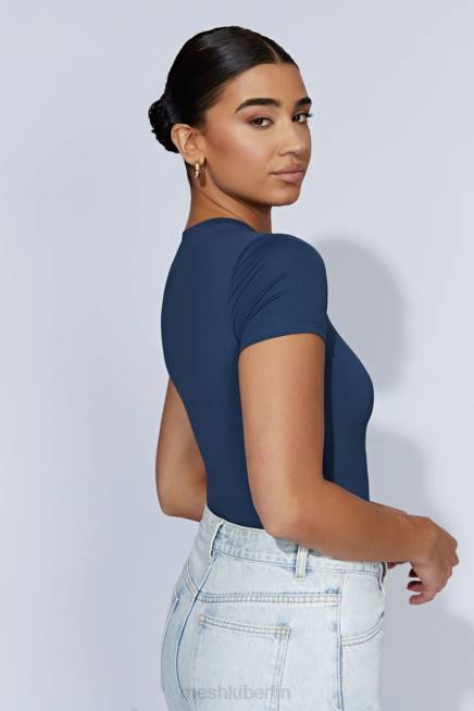 Kleidung Meshki Francesca Kurzarm-Body mit Rundhalsausschnitt Mitternachtsmarine 2F8B949