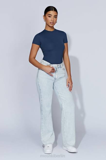 Kleidung Meshki Francesca Kurzarm-Body mit Rundhalsausschnitt Mitternachtsmarine 2F8B949