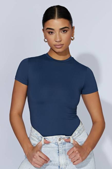 Kleidung Meshki Francesca Kurzarm-Body mit Rundhalsausschnitt Mitternachtsmarine 2F8B949