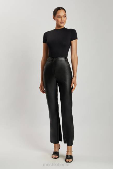 Kleidung Meshki Francesca Kurzarm-Body mit Rundhalsausschnitt Schwarz 2F8B962