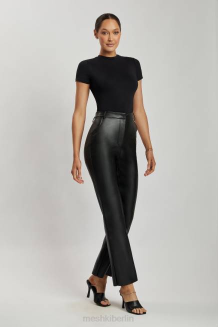 Kleidung Meshki Francesca Kurzarm-Body mit Rundhalsausschnitt Schwarz 2F8B962