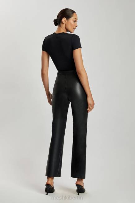 Kleidung Meshki Francesca Kurzarm-Body mit Rundhalsausschnitt Schwarz 2F8B962