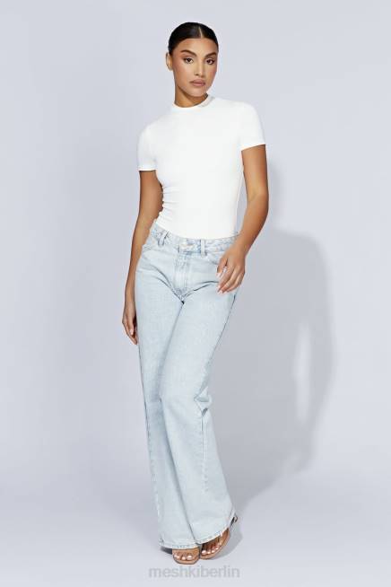 Kleidung Meshki Francesca Kurzarm-Body mit Rundhalsausschnitt Weiß 2F8B964