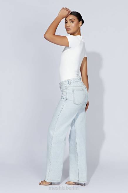 Kleidung Meshki Francesca Kurzarm-Body mit Rundhalsausschnitt Weiß 2F8B964