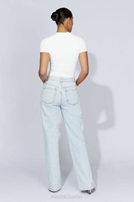 Kleidung Meshki Francesca Kurzarm-Body mit Rundhalsausschnitt Weiß 2F8B964