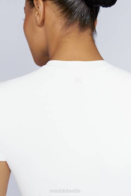 Kleidung Meshki Francesca Kurzarm-Body mit Rundhalsausschnitt Weiß 2F8B964