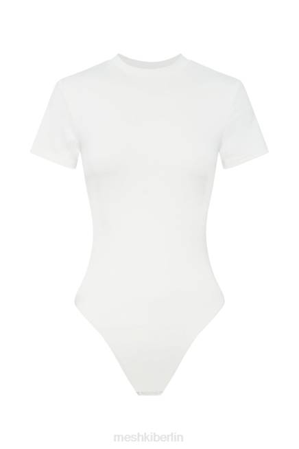 Kleidung Meshki Francesca Kurzarm-Body mit Rundhalsausschnitt Weiß 2F8B964