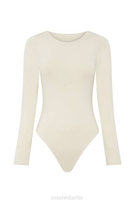 Kleidung Meshki Langärmliger Cheyenne-Body mit tiefem Rückenausschnitt Creme 2F8B1014